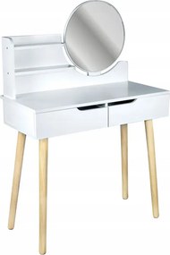 Toaletný stolík SCANDI 2 so zrkadlom biely / naturálny