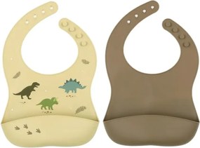 Sada 2 silikónových podbradníkov dinosaurus