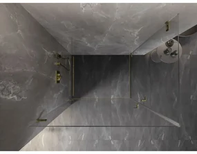 Mexen Lunar-B Duo, výklopný sprchový kút 100 x 95 cm, 8mm číre sklo, zlatý matný profil, 832-100L-095P-55-00