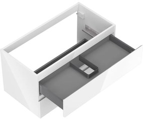 Mexen Orio, kúpeľňová skrinka 90 cm, 2 zásuvky, biela lesklá, 91A10-09047-2-BFF00