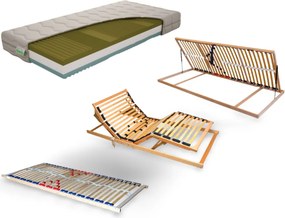 E-matrac Manželský Set Economic Buk (Posteľ, rošty, matrace, doplnky) Typ matraca: Sendvičový (penový) 7 zónový, Rošt: Lamelový bočný výklop, Posteľ: 200x180