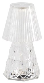 Stolná lampa priehľadné sklo vrátane LED nabíjateľná IP44 - Lola 20 Lux