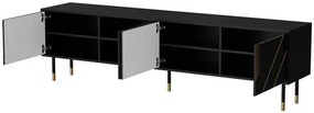 Tv stolík/skrinka Maramax 200 4D, Farby: čierna + čierna + zlatá