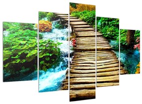 Obraz dreveného chodníka cez rieku (150x105 cm)