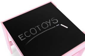 EcoToys Detská zostava nábytku, stôl + 2 stoličky, tabuľa - ružová ECOTOYS