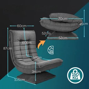 Leňoška ABERDEEN, 87x60x105cm, šedá Casaria