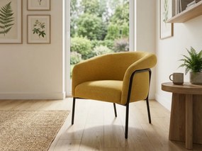 Dizajnové kreslo CLOVER BREGO, horčicové