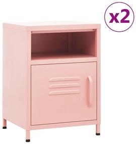Nočné stolíky 2 ks ružové 35x35x51 cm oceľ 3095218