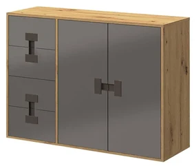 Komoda Tikrote 118 TE08, Farby: dub artisan / sivý lesk