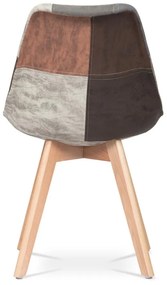 Autronic -  Jedálenská stolička CT-765 PW2 látka patchwork, drevené nohy, masív prírodný buk