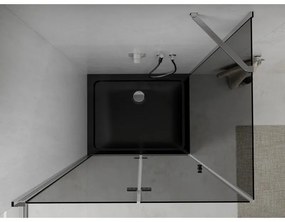 Mexen Lima, sprchový kút so skladacími dverami 90 (dvere) x 120 (stena) cm, 6mm šedé sklo, chrómový profil + slim sprchová vanička čierna + chrómový sifón, 856-090-120-01-40-4070
