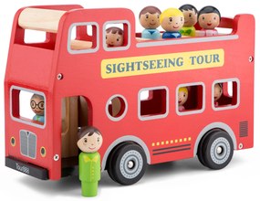 Červený mestský autobus + 9 figúrok cestujúcich