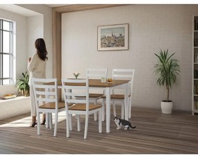 Autronic BONTEC Jedálenský set so 4 stoličkami, 120x75x75cm, masív, prírodný, VESPA OAK Farba: Prírodné