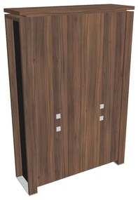 Vysoká skriňa Verno+ S 140 x 46 x 210 cm, delená, orech / čierna