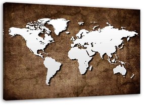 Obraz na plátně Mapa starého světa Retro kancelář - 100x70 cm