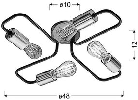 Candellux Čierne stropné svietidlo Herpe pre žiarovku 4x E27 34-66923