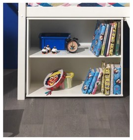 Biela vyvýšená detská posteľ z borovicového dreva s úložným priestorom 90x200 cm PINO – Vipack