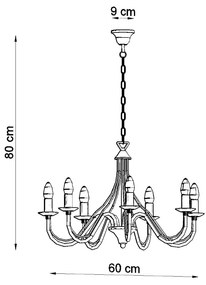 Luster Minerwa 7, čierne telo svietidla