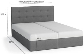 Manželská posteľ s úložným priestorom STIG 5 - 200x200, šedá