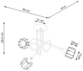 Stropné svietidlo Beluci, 3x čierne drôtené tienidlo