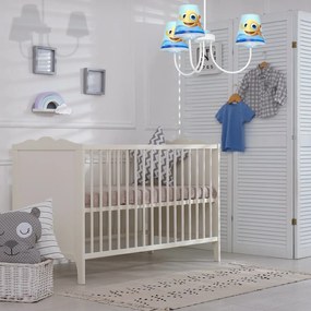 Detský luster Fish, 3x plastové tienidlo so vzorom, w/bl