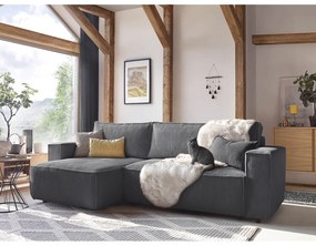 Tmavosivá menčestrová rozkladacia rohová variabilná pohovka Nihad – Bobochic Paris