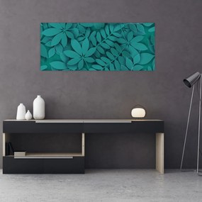 Obraz - Tyrkysové listy (120x50 cm)