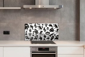 Nástenný panel  White pozadí čiernymi tvory 120x60 cm