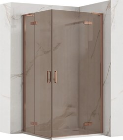 Rea Hugo Double, 2-krídlový sprchovací kút 100 (dvere) x 80 (dvere) x 200 cm, 6mm šedé sklo, medený profil, KPL-K6973