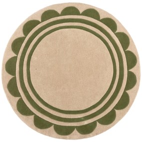 Ručne všívaný kusový koberec Lois Scallop Green kruh, 120x120 (priemer) kruh, zelená, chodba / predsieň, Flair Rugs