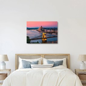 Sklenený obraz - Panorama mesta, Budapešť, Maďarsko (70x50 cm)