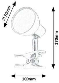 Rabalux NOAH LED lampička s klipom 5W | 360lm | 3000K - šedá