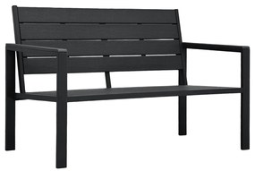 Záhradná lavička 120 cm, HDPE, čierna, drevený vzhľad