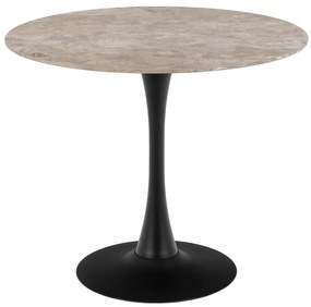 Jídelní kulatý stůl Malta 90 cm hnědá keramika/černý