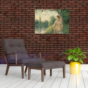 Sklenený obraz - Camille Pissarro, The Bather, reprodukcia (70x50 cm)