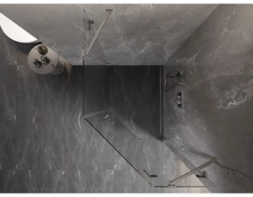 Mexen Lunar, pravý výklopný päťuholníkový sprchový kút 90 x 100 cm, 8mm číre sklo, oceľový profil, 831-090P-100L-97-00-P