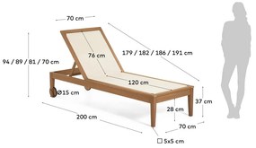 Béžové záhradné ležadlo z eukalyptového dreva Kave Home Caterin