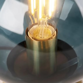 Stolná lampa v štýle Art Deco mosadz s oceánskym modrým sklom - Pallon