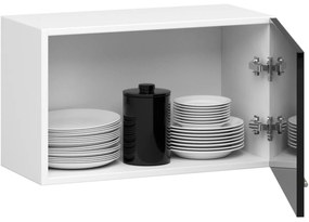 Závěsná kuchyňská skříňka Olivie W 60 cm bílá/černý lesk