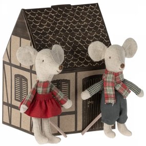 Maileg: Myška malý brat a malá sestra Dvojičky v domčeku