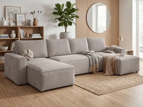 AKCIA Béžová sedacia súprava do tvaru U SMART COSARO 295x140 cm II. akosť