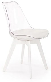 Halmar Jedálenská stolička K245, biela/priehľadná