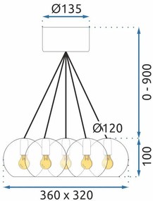 Toolight - Závesné svietidlo sklenené gule G4 25W APP560-7CP, chrómová, OSW-08236