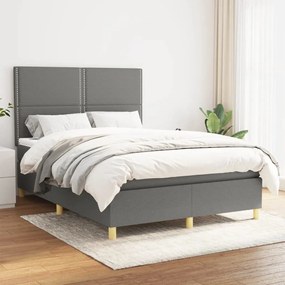 Boxspring posteľ s matracom tmavosivá 140x200 cm látka 3142258