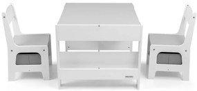 Detský stôl SVEN biely / čierny s dvomi stoličkami