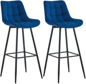 2x Barová stolička Dartford - zamat - Modrá