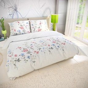 Kvalitex Bavlnené obliečky Delux Louka ružová, 240x 220 cm, 2x 70 x 90 cm, 240 x 220 cm, 2 ks 70 x 90 cm