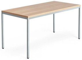 Rokovací stôl QBUS, 1600x800 mm, so 4 nohami, strieborná rám, dub