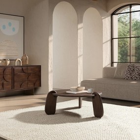 Tmavohnedý okrúhly konferenčný stolík z mangového dreva ø 80 cm Tamira – MOME