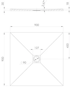 Polysan Polysan, TRENECA sprchová vanička z liateho mramoru s možnosťou úpravy rozmeru 90x90cm, biela matná, 84300.11
